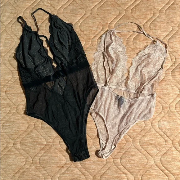 Black and Pink Lace Bodysuits - Picture 2 of 4